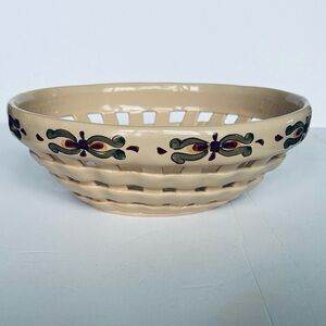 ARTIMINO Earthenware Basket Weave Bowl Cream Tuscan Hand Painted Portugal Made
